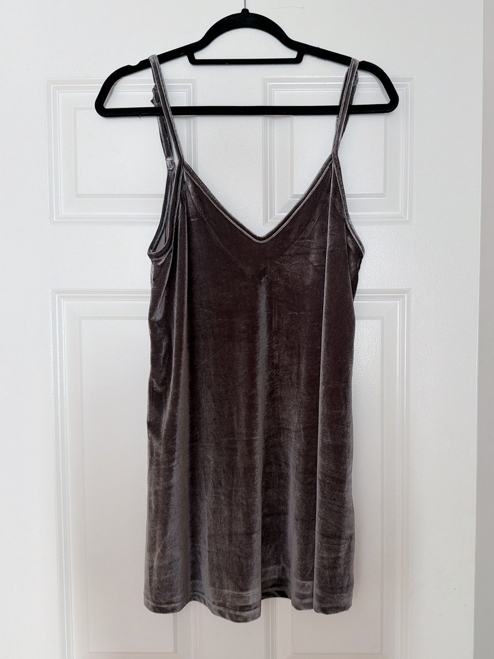 Velvet Slip Tank Dress - Gray